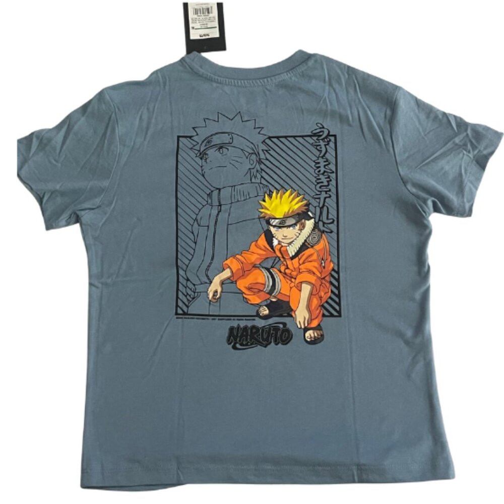 Naruto Shippuden Uzumaki Graphic Art Kid's Slate/Blue T-shirt. Sz Youth 6/7 NWT